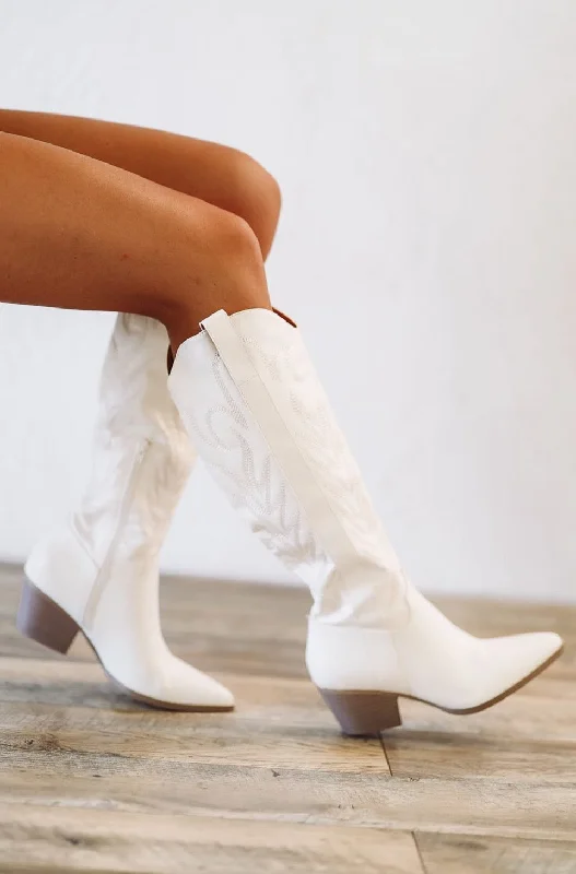 Going Country Western Cowboy Boots - White