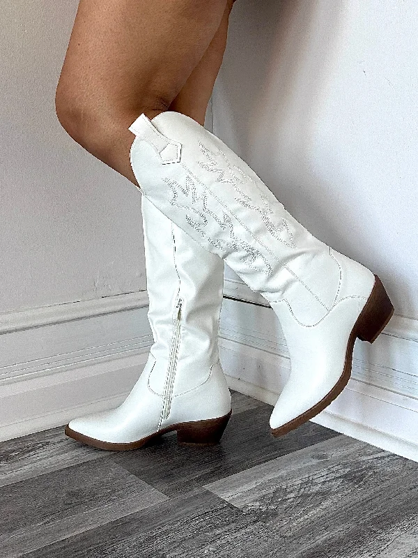 Going Down Cowgirl Boots White