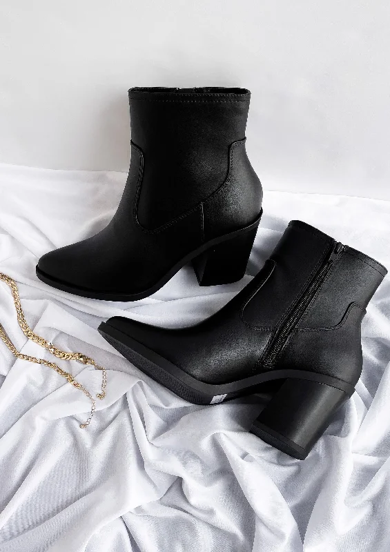 ""Left Behind"" Leather Booties - Black