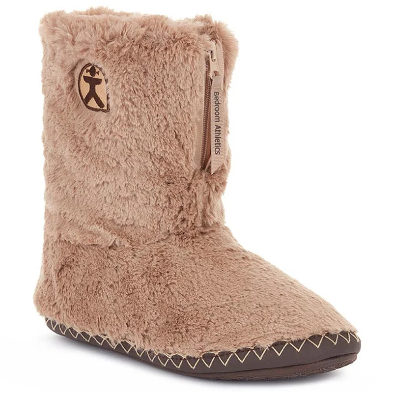 Monroe - Faux Fur Slipper Boot - Stucco / Dark Chocolate