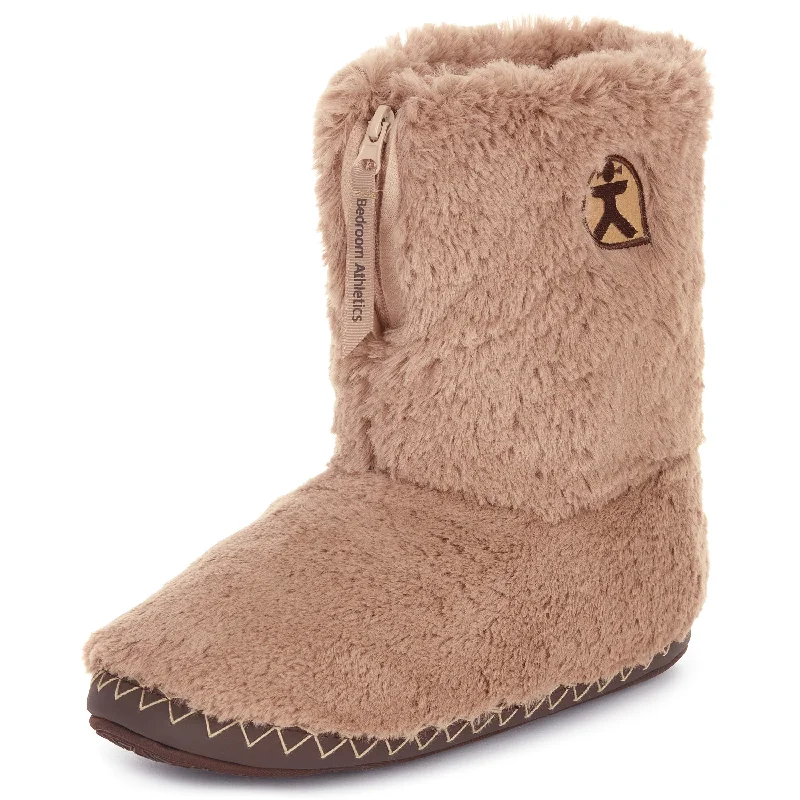 Monroe - Faux Fur Slipper Boot - Stucco / Dark Chocolate