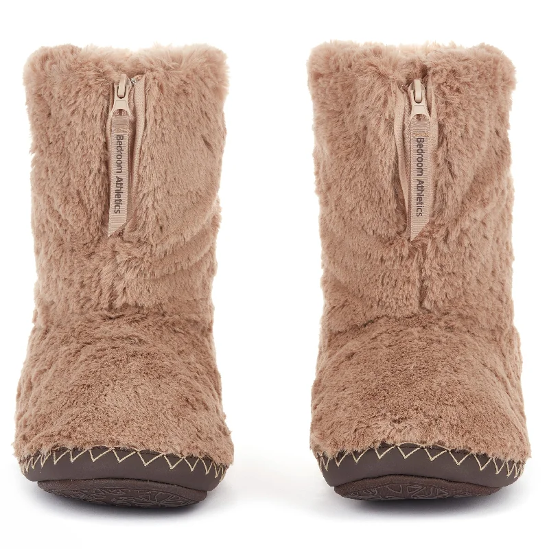 Monroe - Faux Fur Slipper Boot - Stucco / Dark Chocolate