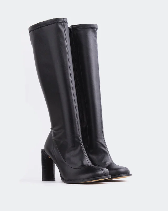 Philina Black Leather Stretch