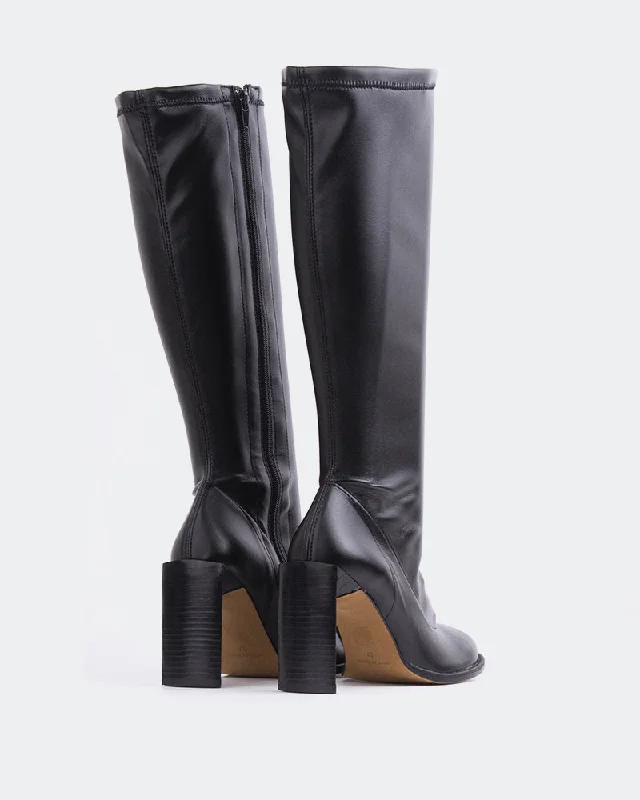 Philina Black Leather Stretch