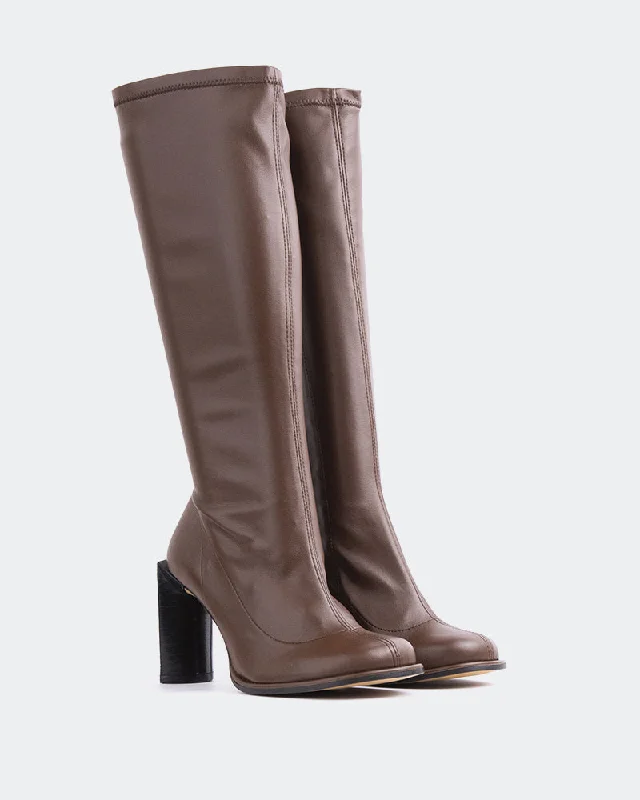 Philina Brown Leather Stretch