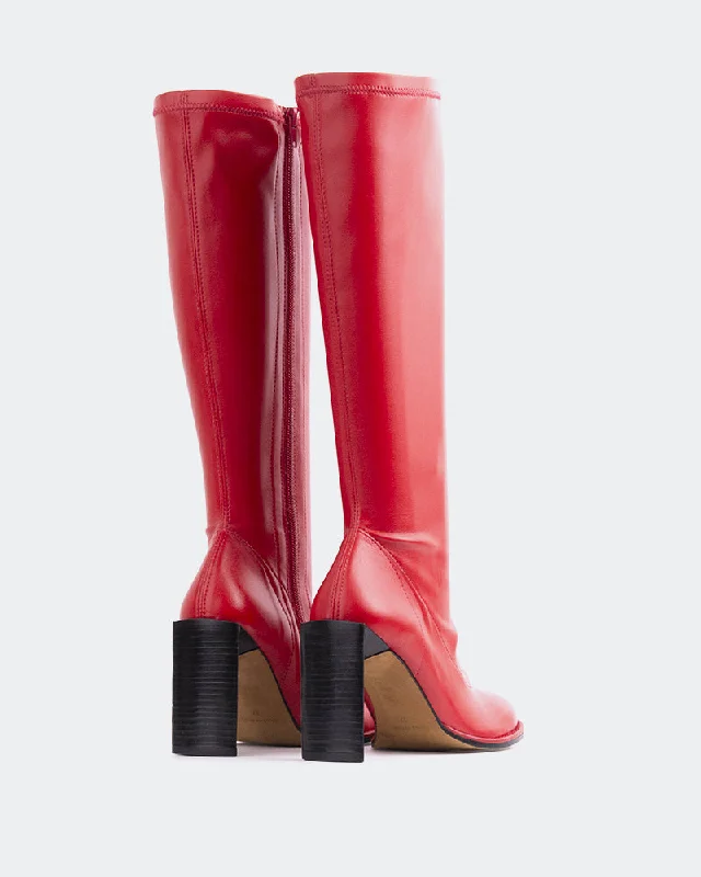 Philina Red Leather Stretch