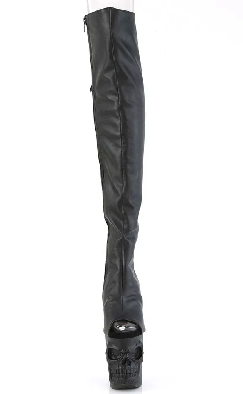 RAPTURE-3019 Black Skull Thigh-High Boots