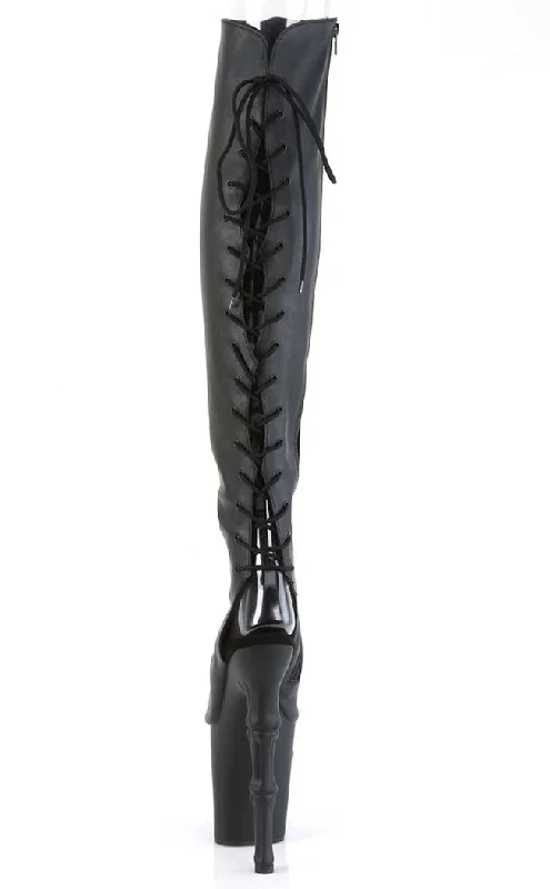 RAPTURE-3019 Black Skull Thigh-High Boots