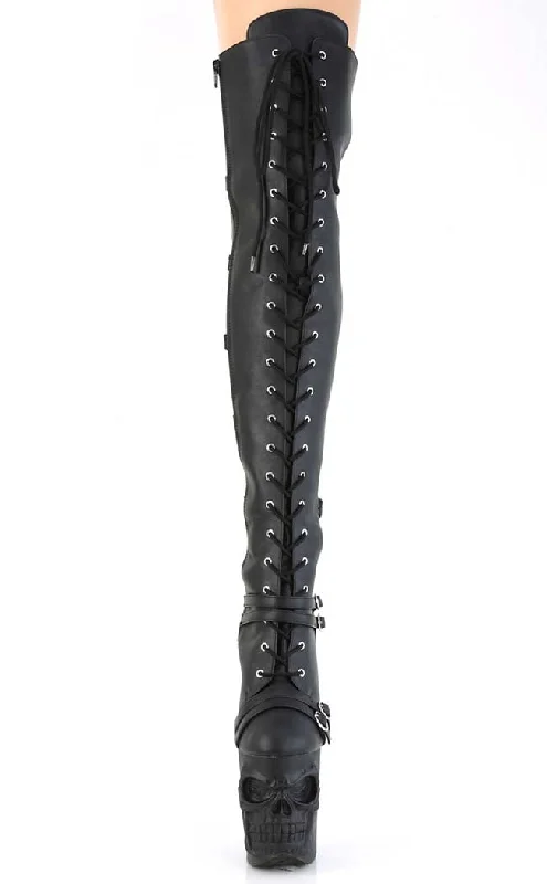 RAPTURE-3045 Black Skull Thigh High Boots