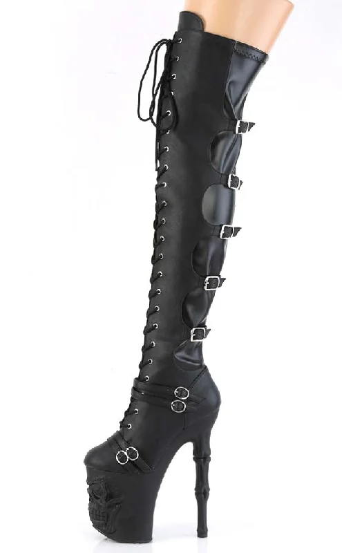 RAPTURE-3045 Black Skull Thigh High Boots