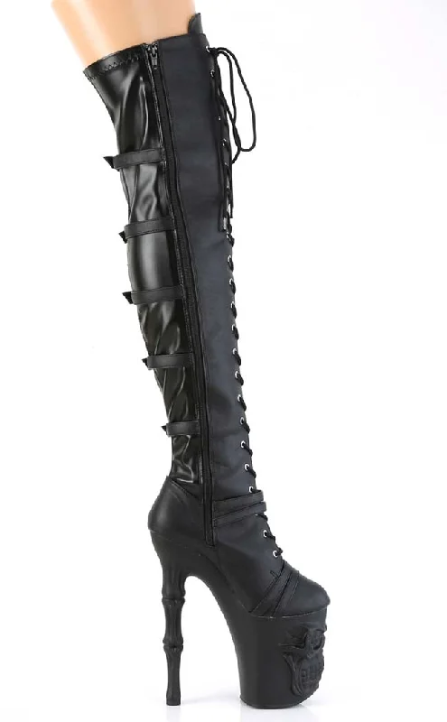 RAPTURE-3045 Black Skull Thigh High Boots