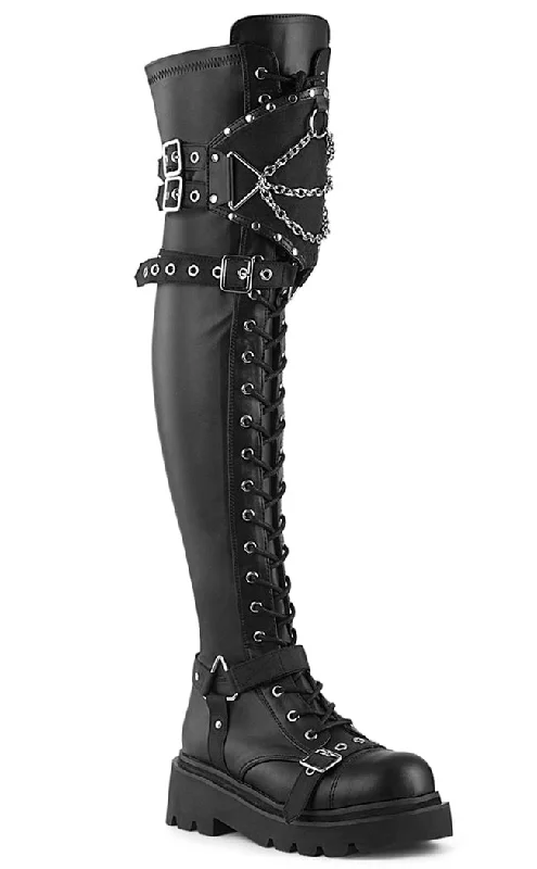 RENEGADE-320 Black Stretch Thigh High Boots