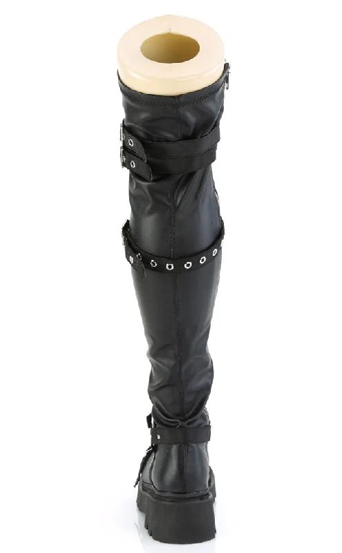 RENEGADE-320 Black Stretch Thigh High Boots