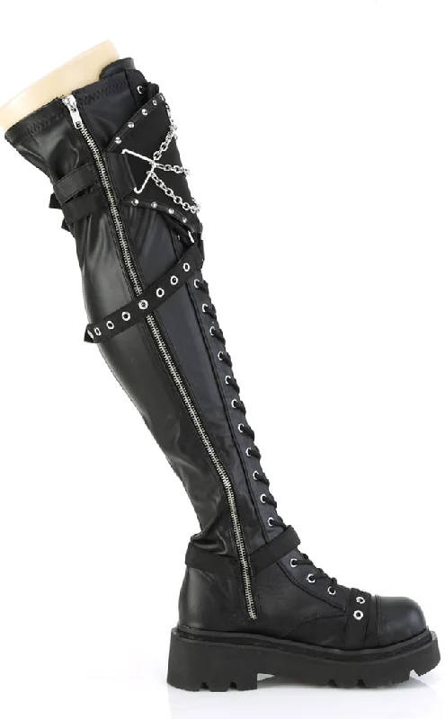 RENEGADE-320 Black Stretch Thigh High Boots