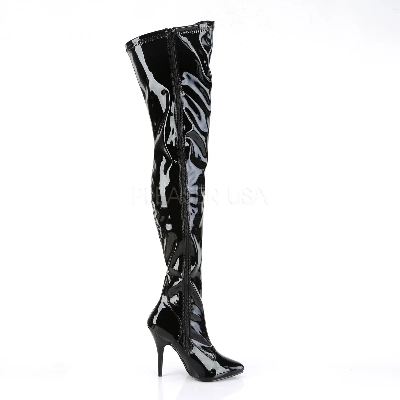 Seduce Black PA Thigh High Boots