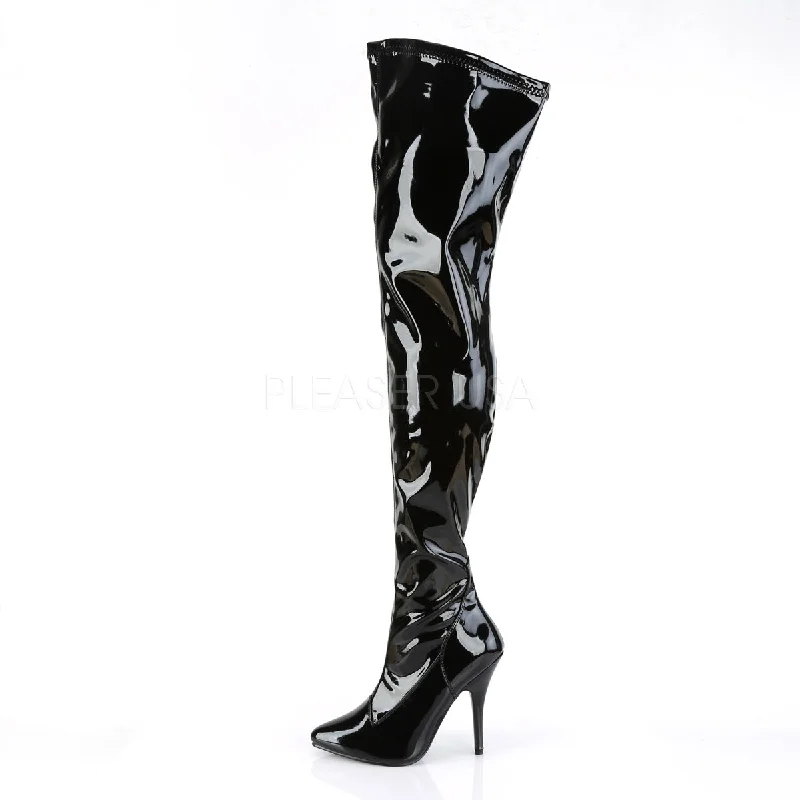 Seduce Black PA Thigh High Boots