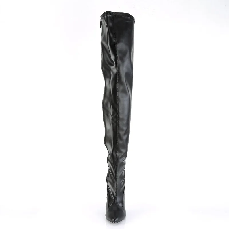 Seduce Black PU Thigh High Boots