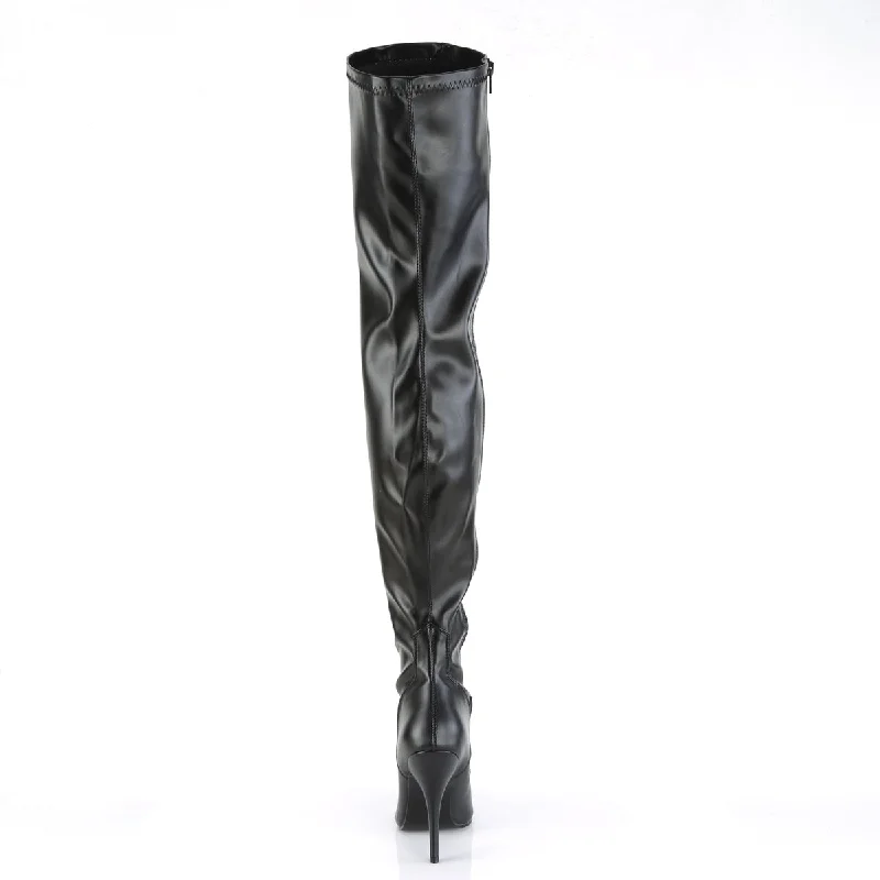 Seduce Black PU Thigh High Boots