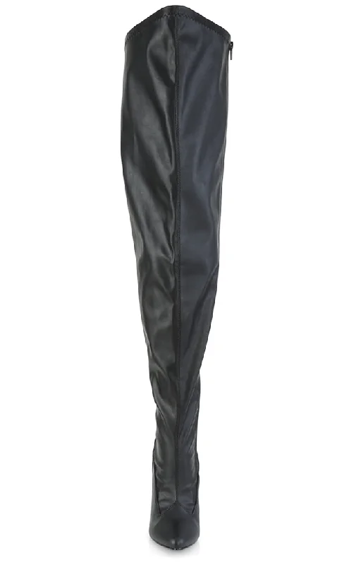 SEDUCE-3000WC Black Vegan Leather Wide Calf Boots