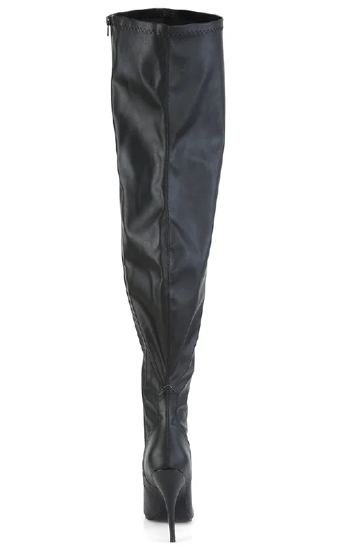 SEDUCE-3000WC Black Vegan Leather Wide Calf Boots