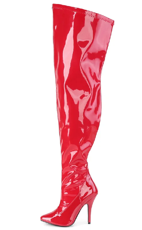 SEDUCE-3000WC Red Patent Wide Calf Boots