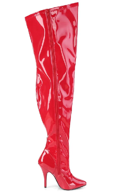 SEDUCE-3000WC Red Patent Wide Calf Boots