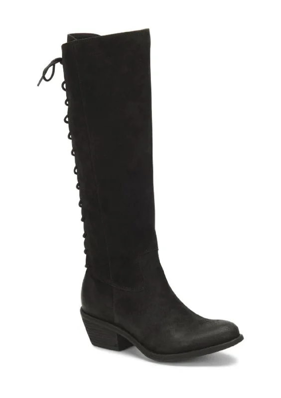 Sharnell Black Suede Tall Boot with Inside Zipper