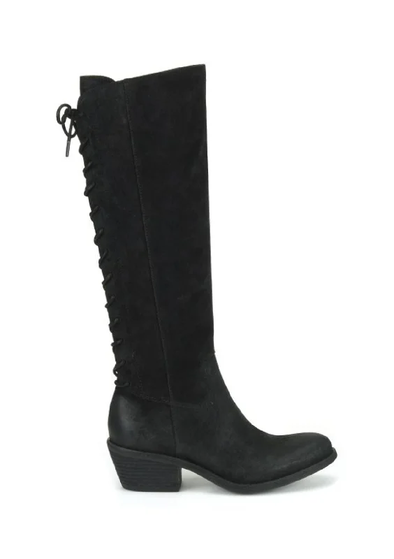 Sharnell Black Suede Tall Boot with Inside Zipper