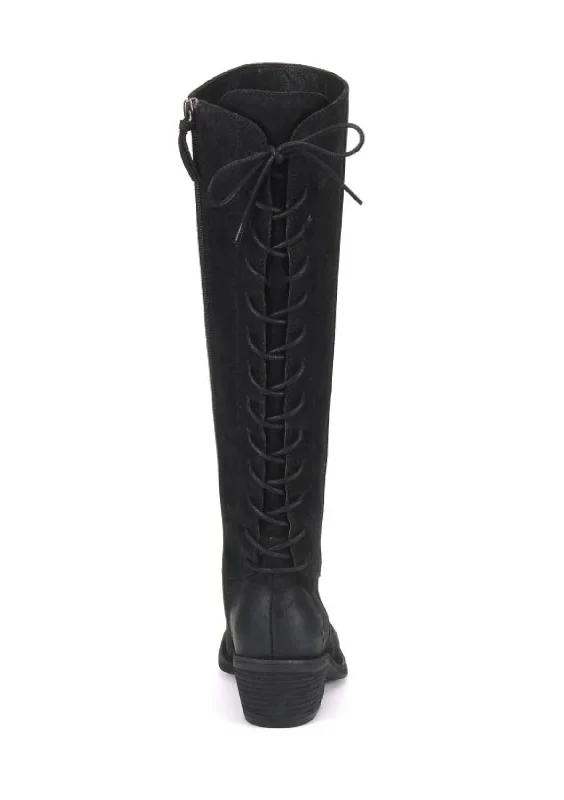 Sharnell Black Suede Tall Boot with Inside Zipper