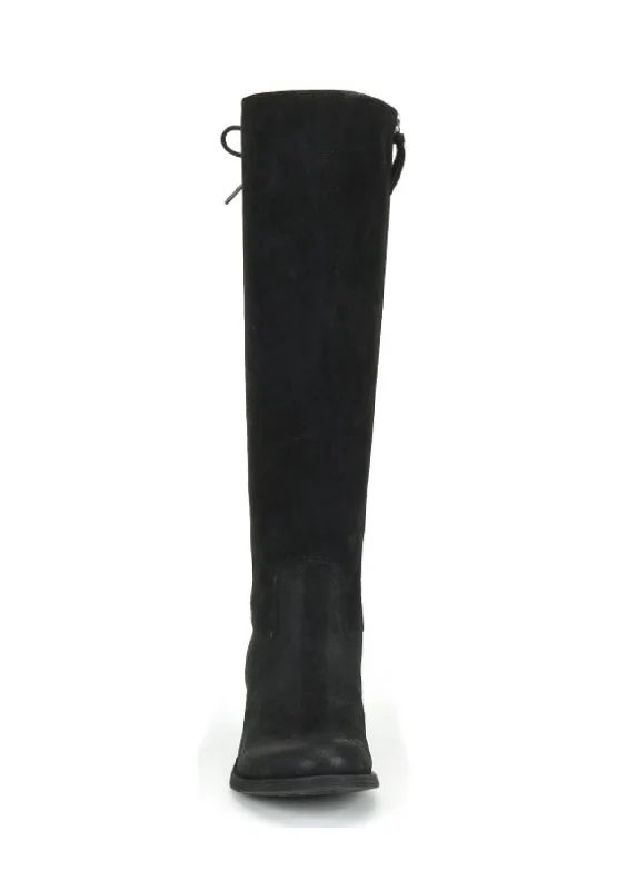 Sharnell Black Suede Tall Boot with Inside Zipper