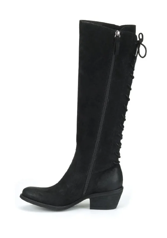 Sharnell Black Suede Tall Boot with Inside Zipper