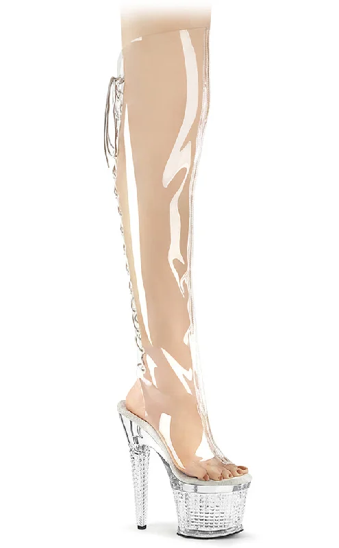 SPECTATOR-3019C Clear Thigh High Boots