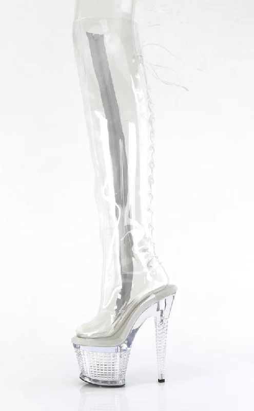 SPECTATOR-3019C Clear Thigh High Boots