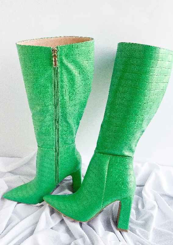 ""Strut Your Stuff"" Green Crocodile Boots