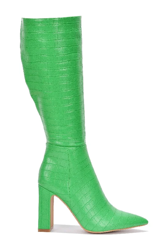 ""Strut Your Stuff"" Green Crocodile Boots