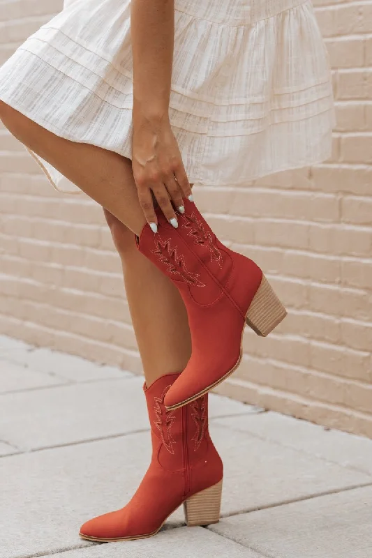 Vintage Western Ankle Booties - Red