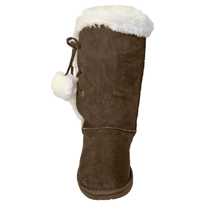 Women's 13-inch Side Tie Microfiber Boots - Chocolate