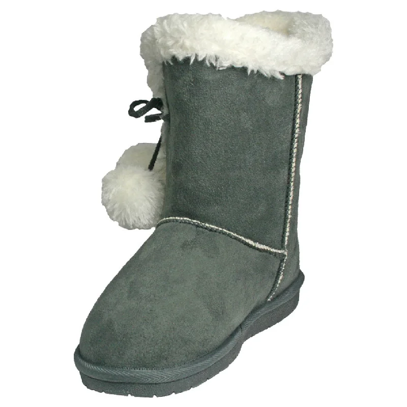 Women's 9-inch Side Tie Microfiber Boots - Gray