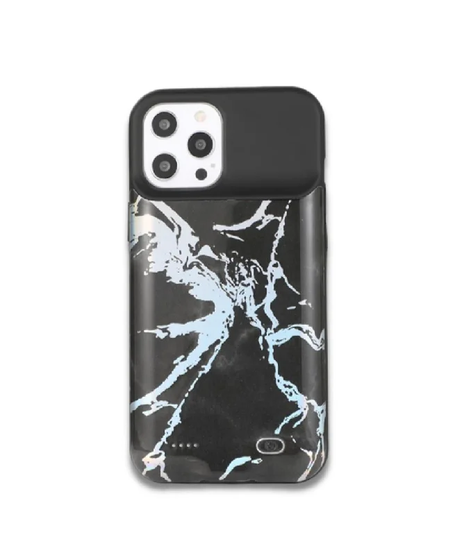 Black Holo Marble Ultra Battery Case