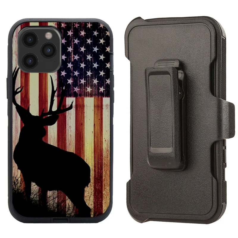 Shockproof Case for Apple iPhone 12 Pro Max Cover Clip Deer Flag