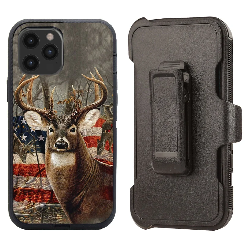 Shockproof Case for Apple iPhone 12 Pro Max Cover Clip Deer Flag