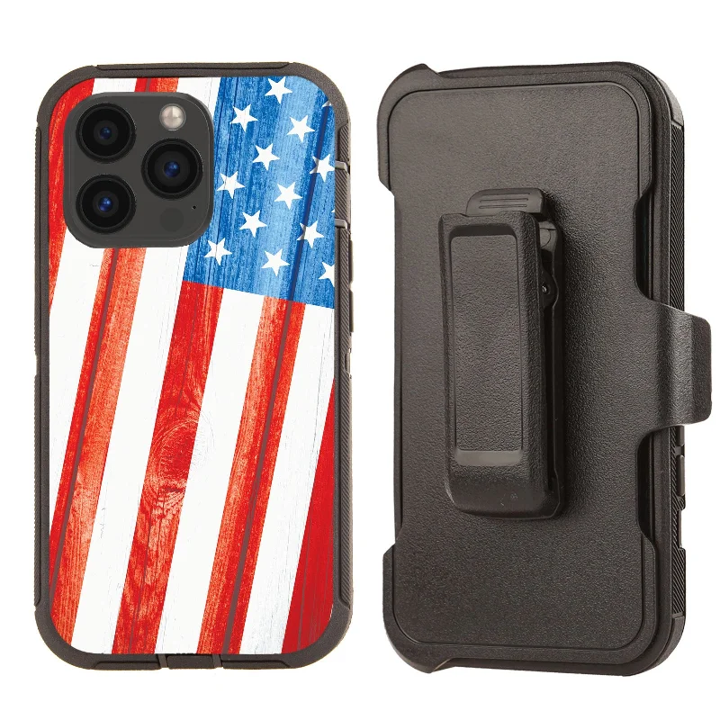 Shockproof Case for Apple iPhone 13 Pro Rugged Heavy Duty US Flag