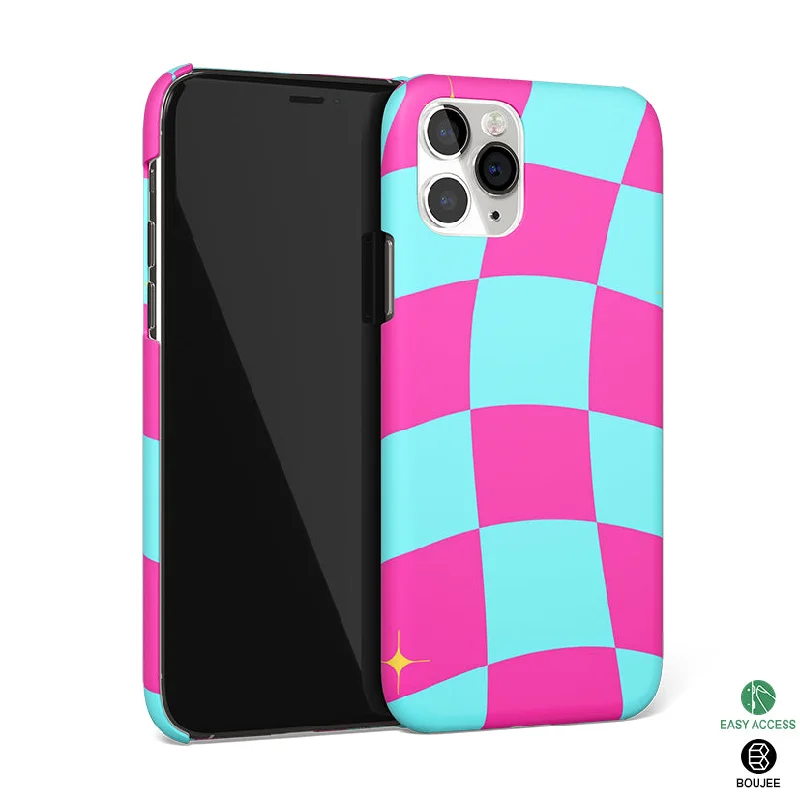 Trippy Blue Pink Checkers Phone Cover | Matte Case