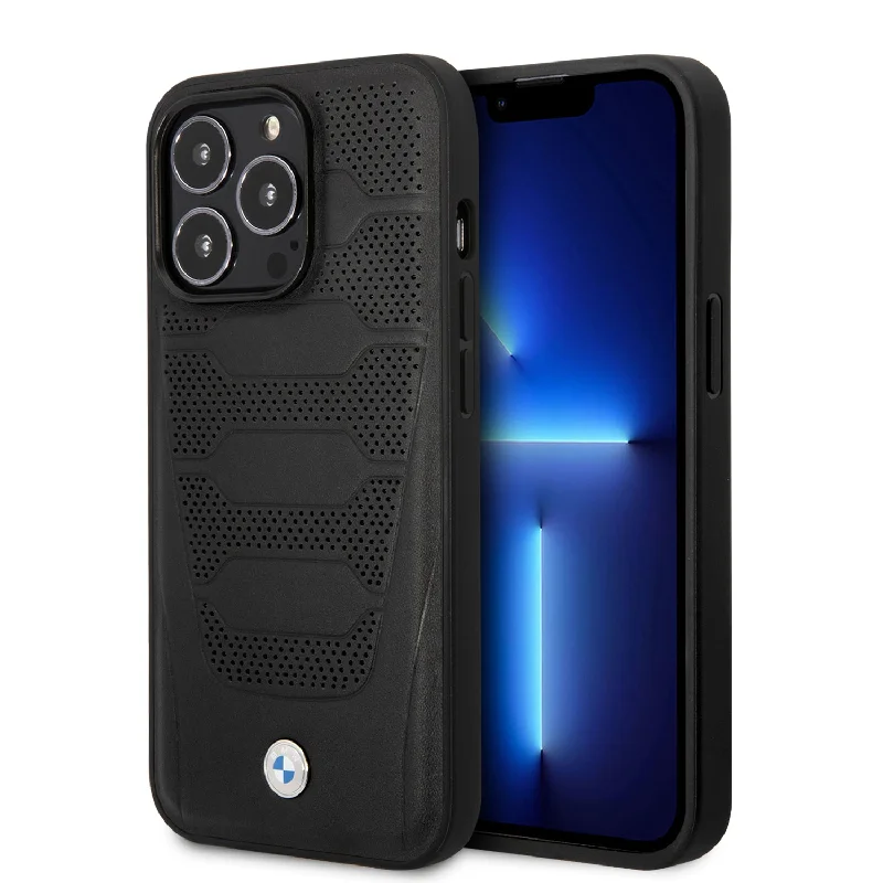 iPhone 14 Pro - Leather Black Signature Collection Case Perforated Seats Design - BMW