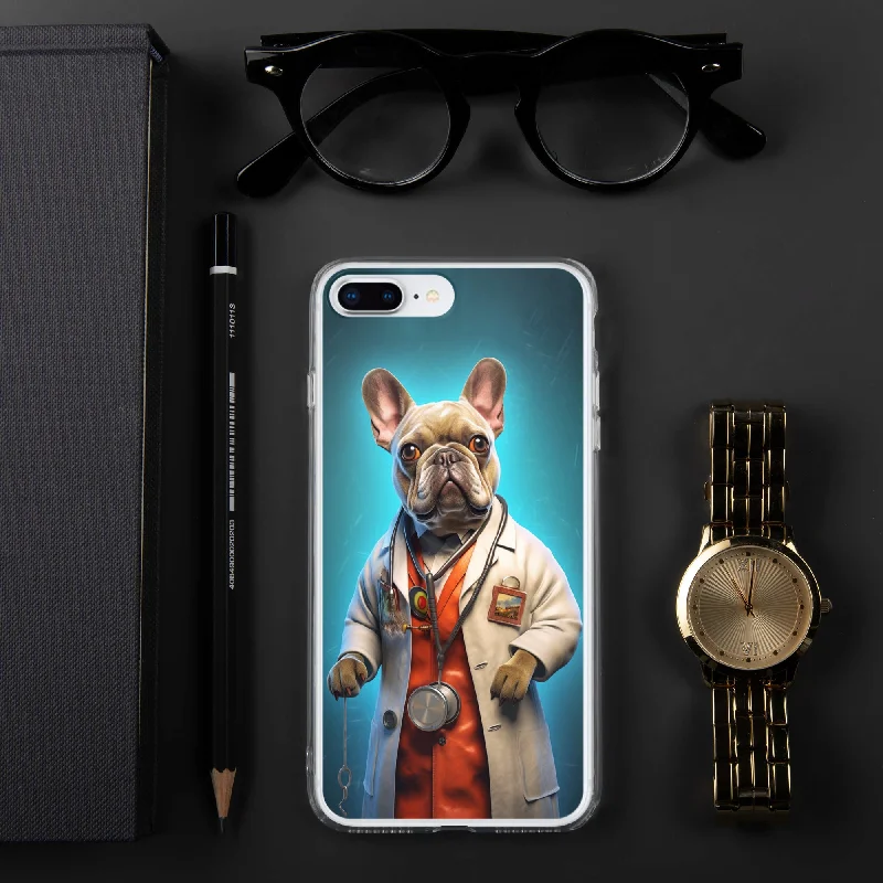 Doctor Frenchie iPhone Case - A Smart and Humorous Choice for Pet Lovers and Medical Enthusiasts