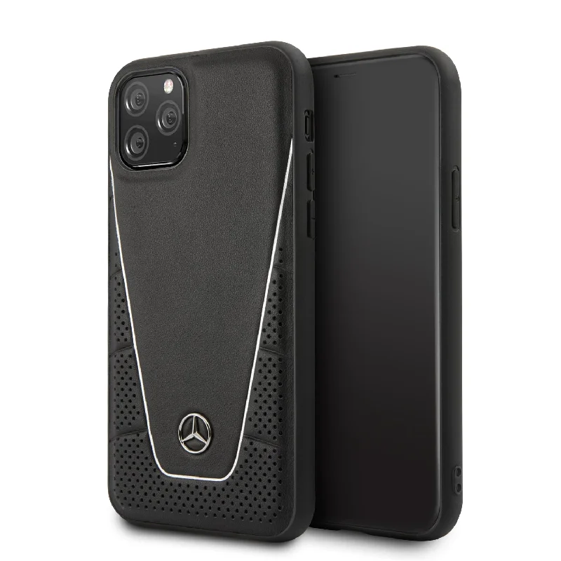 iPhone 11 Pro - Real Leather Black Perforated Urban Collection - Mercedes-Benz