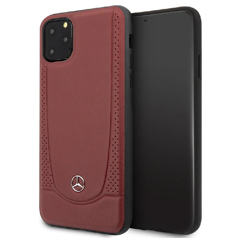 iPhone 11 Pro Max - Real Leather Red Perforated Urban Collection - Mercedes-Benz