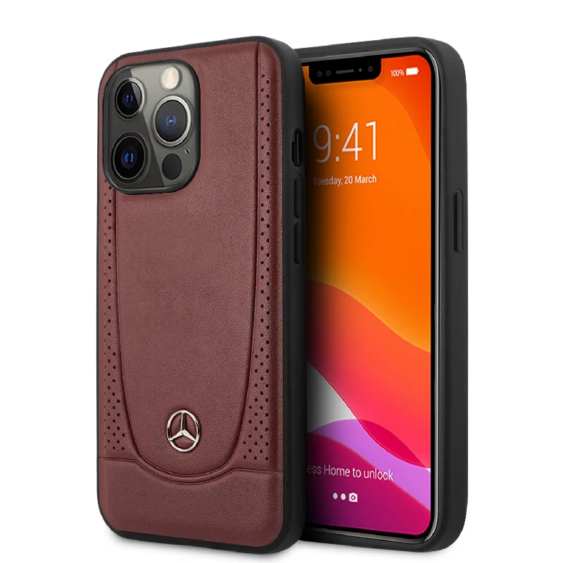 iPhone 13 Pro - Real Leather Red Perforated Urban Collection - Mercedes-Benz