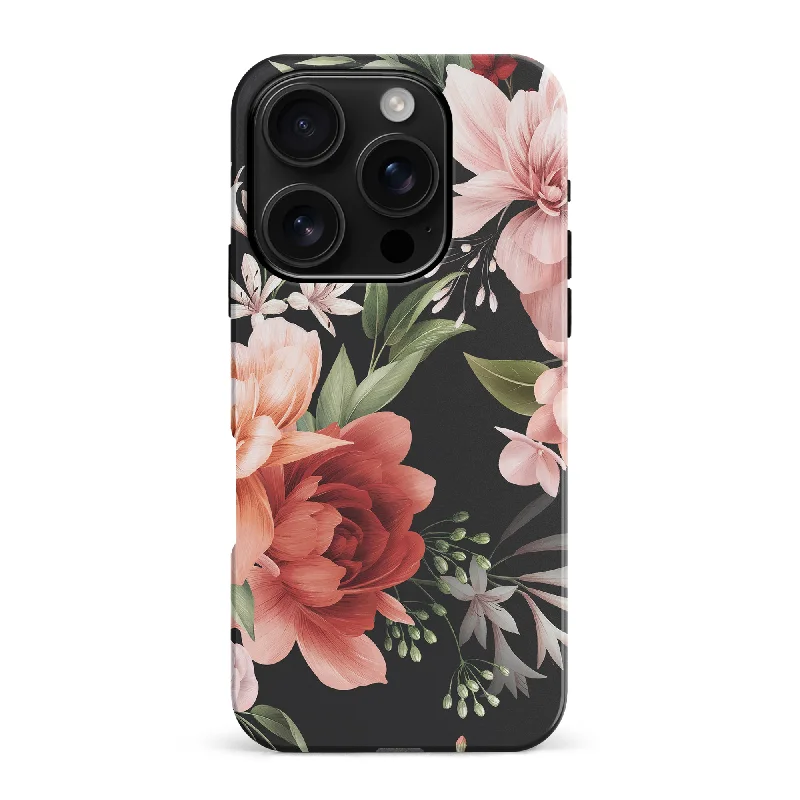 Peonies One Floral Phone Case - Black