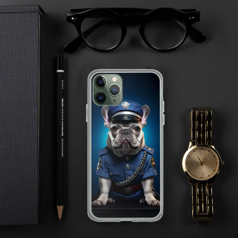 Policeman Frenchie iPhone Case - A Fun and Respectful Choice for Pet Lovers and Law Enforcement Supporters